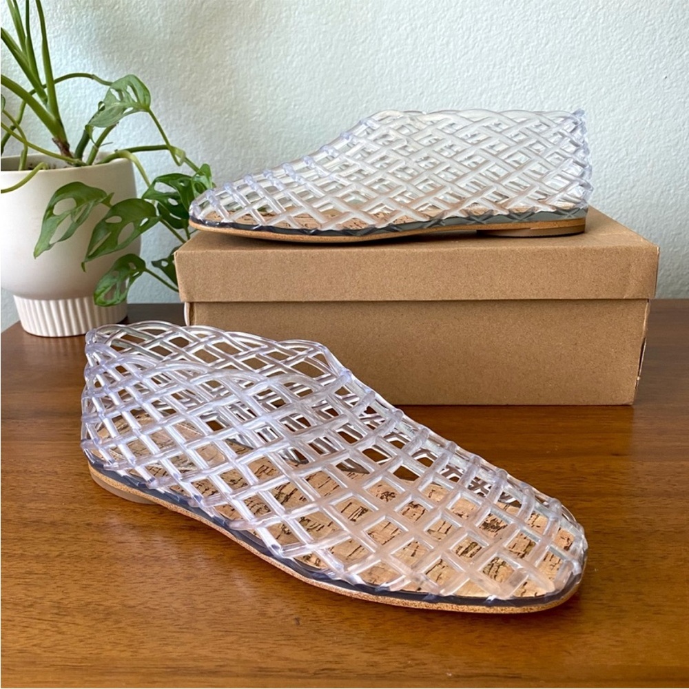 Jelly Mesh Ballet flats women’s comfortable Clear Sandals Shoes 7.5 slip on